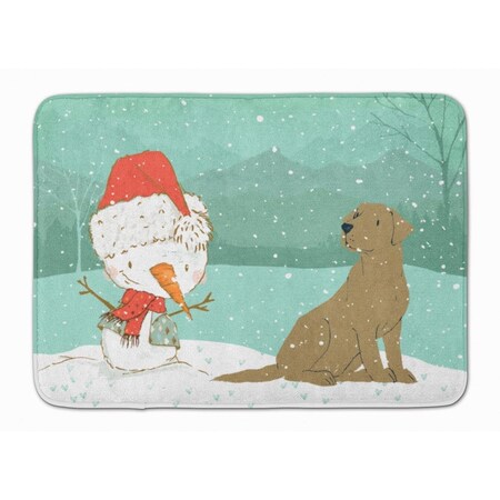 Carolines Treasures Chocolate Labrador Snowman Christmas Machine Washable Memory Foam Mat CK2048RUG